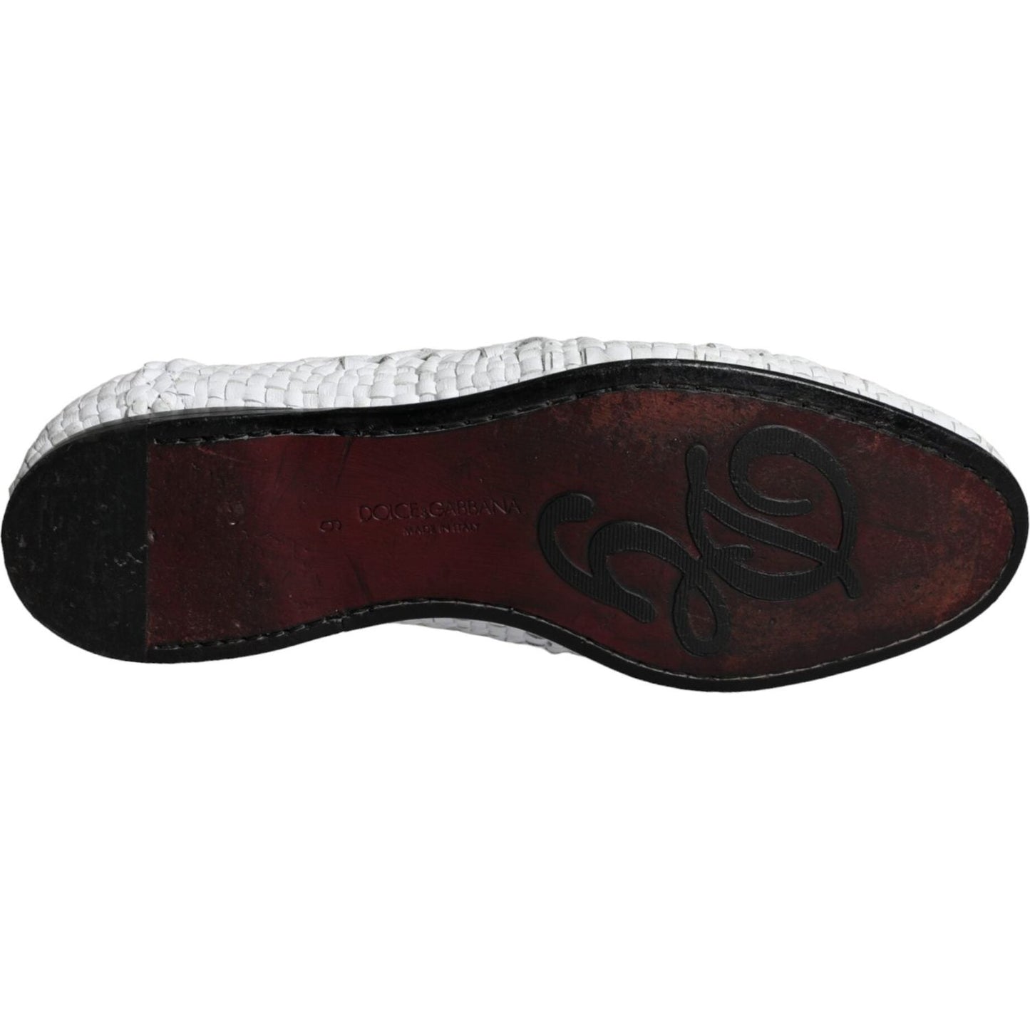 Dolce & Gabbana White Woven Leather Slip On Loafers Men Shoes MV5899-40