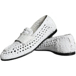 Dolce & Gabbana White Woven Leather Slip On Loafers Men Shoes MV5899-40