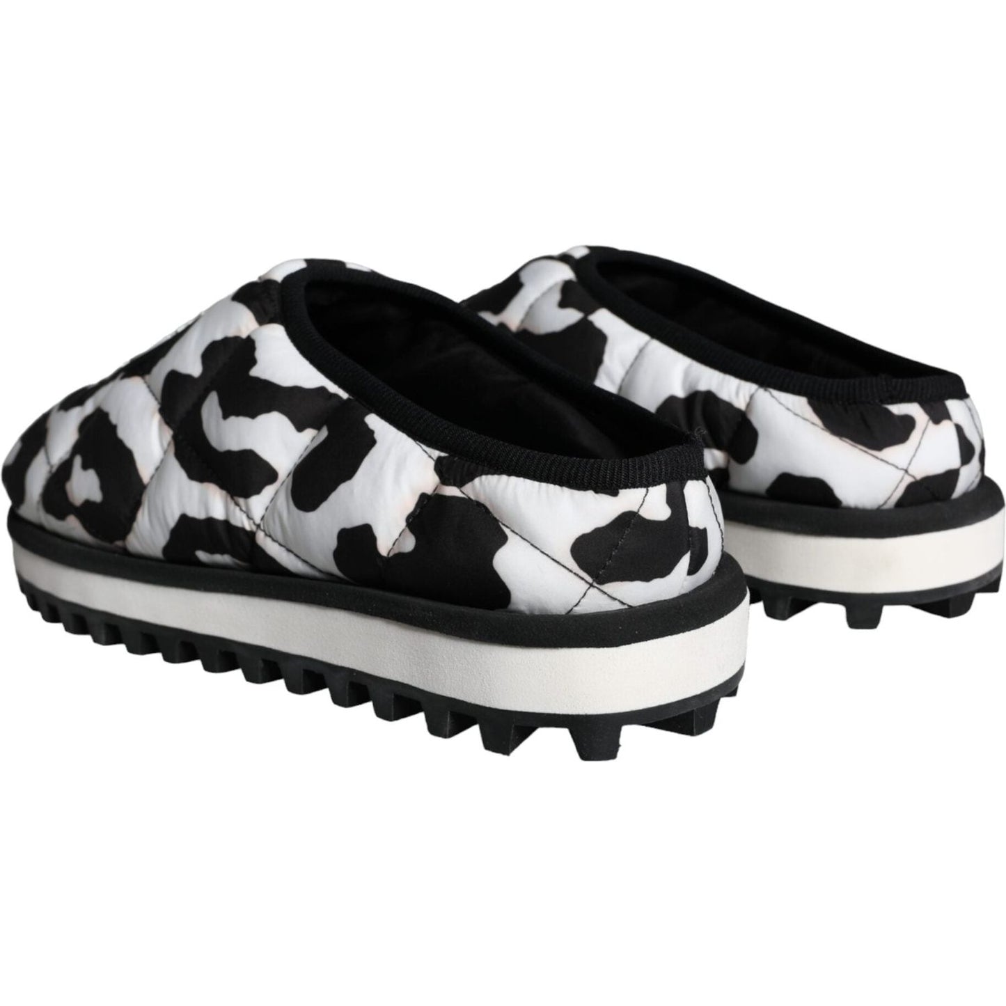 Dolce & Gabbana Black White Quilted Logo Sandals Slides Shoes MV5908-44