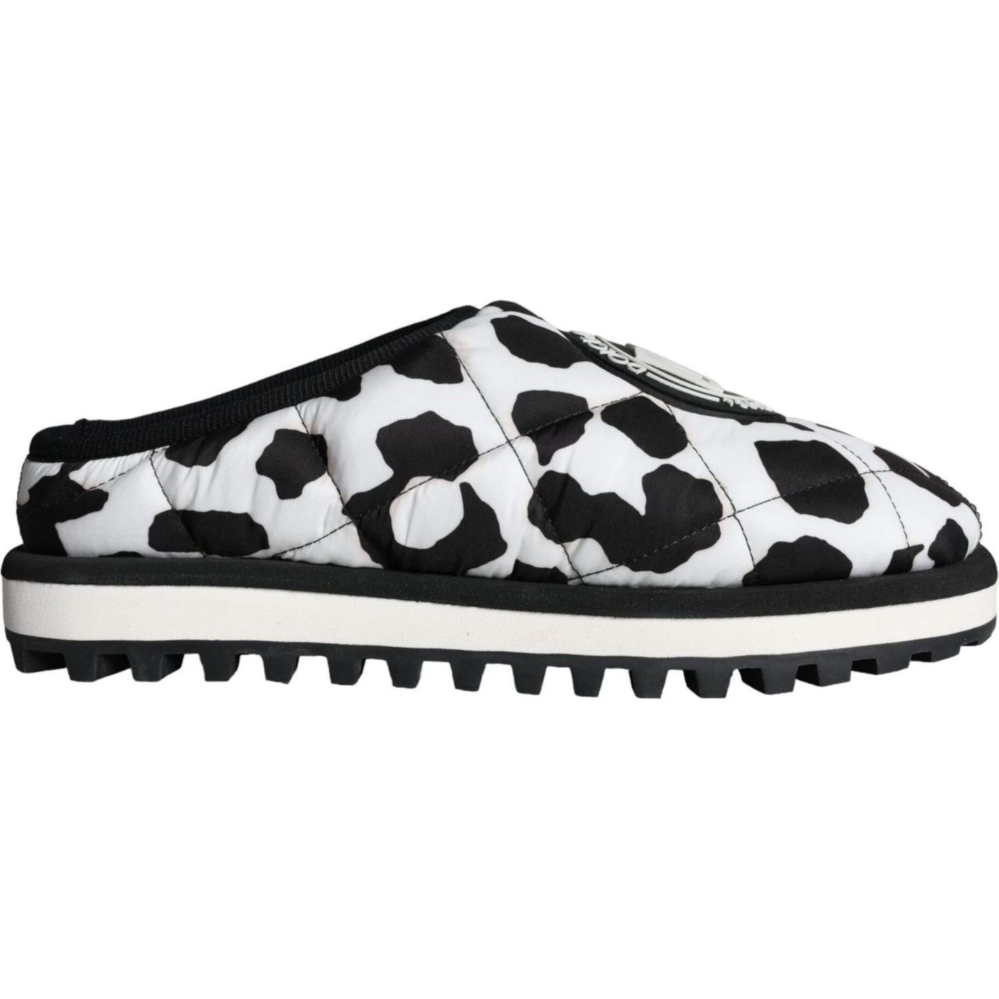 Dolce & Gabbana Black White Quilted Logo Sandals Slides Shoes MV5908-44