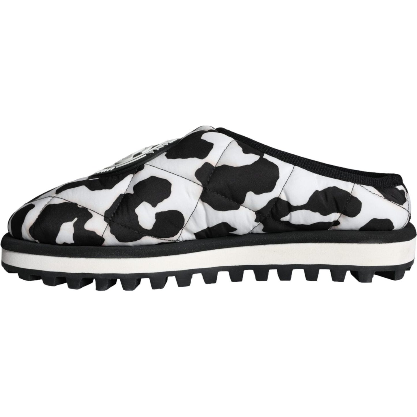 Dolce & Gabbana Black White Quilted Logo Sandals Slides Shoes MV5908-44
