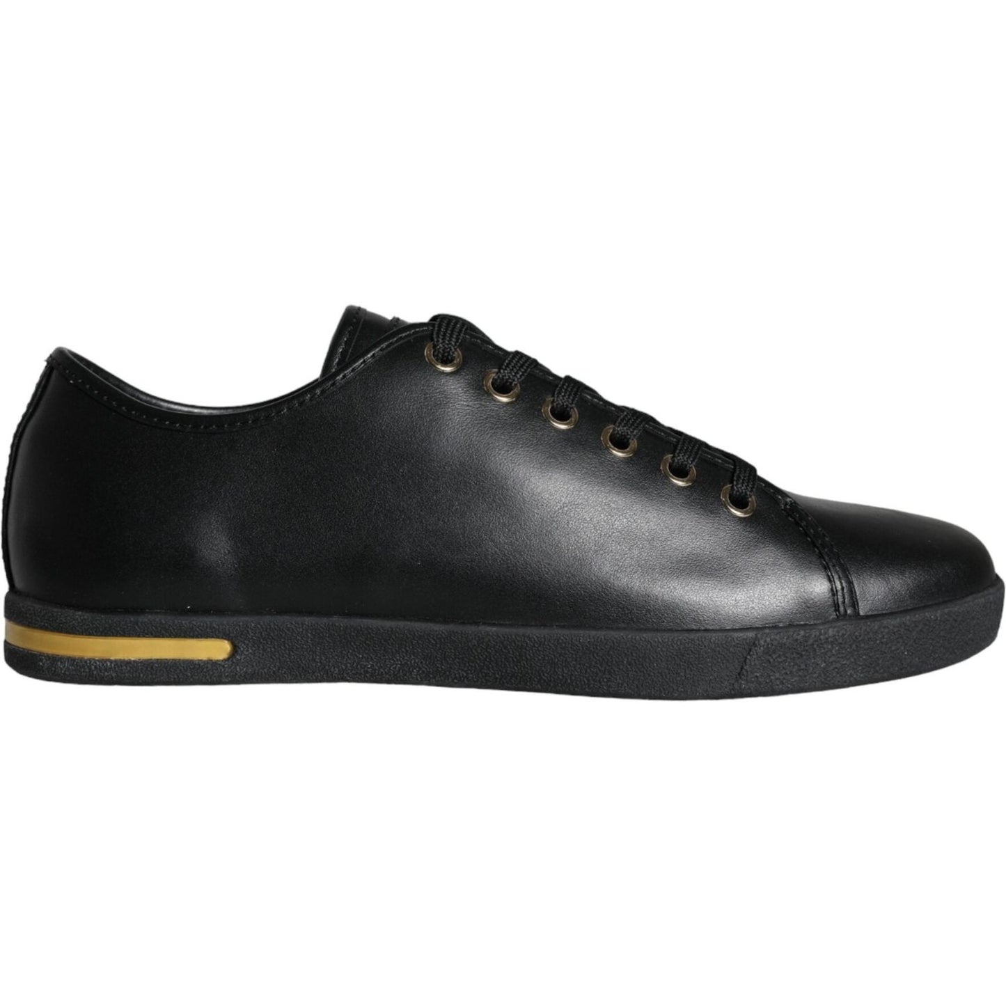 Dolce & Gabbana Black Gold Leather Classic Sneakers Shoes LA11250-36.5