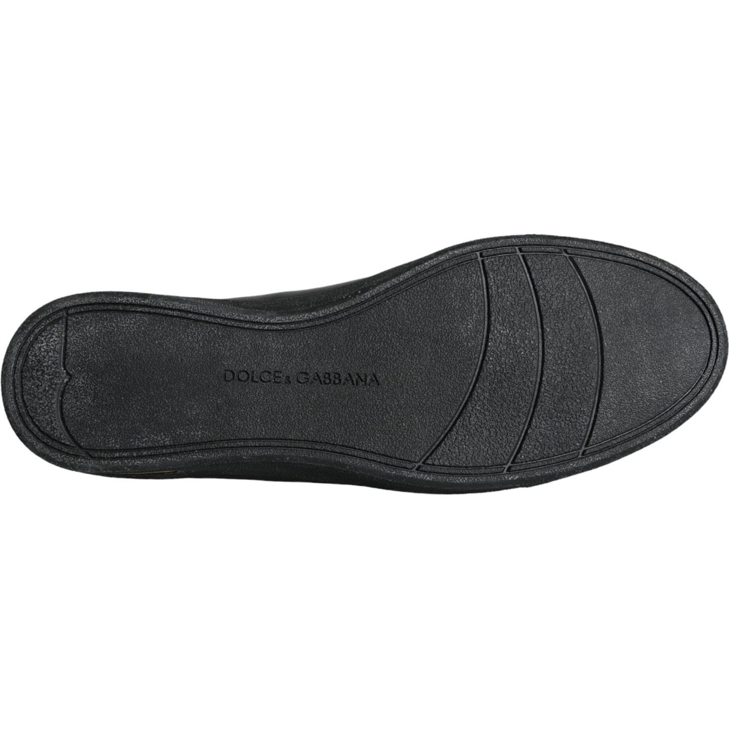 Dolce & Gabbana Black Gold Leather Classic Sneakers Shoes LA11250-36.5