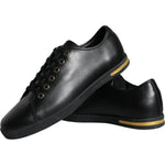 Dolce & Gabbana Black Gold Leather Classic Sneakers Shoes LA11250-36.5