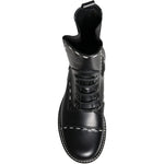 Dolce & Gabbana Black Leather Combat Mid Calf Boots Shoes LA11272-36