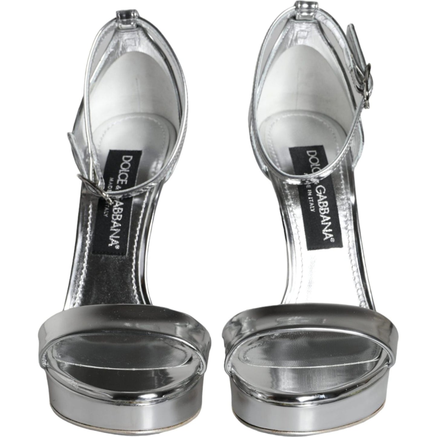 Dolce & Gabbana Silver KEIRA Heels Ankle Strap Sandals Shoes LA11347-38