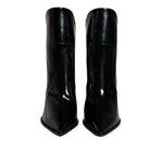 Dolce & Gabbana Black Patent Leather Pointed Ankle Boots Shoes LA11372-35