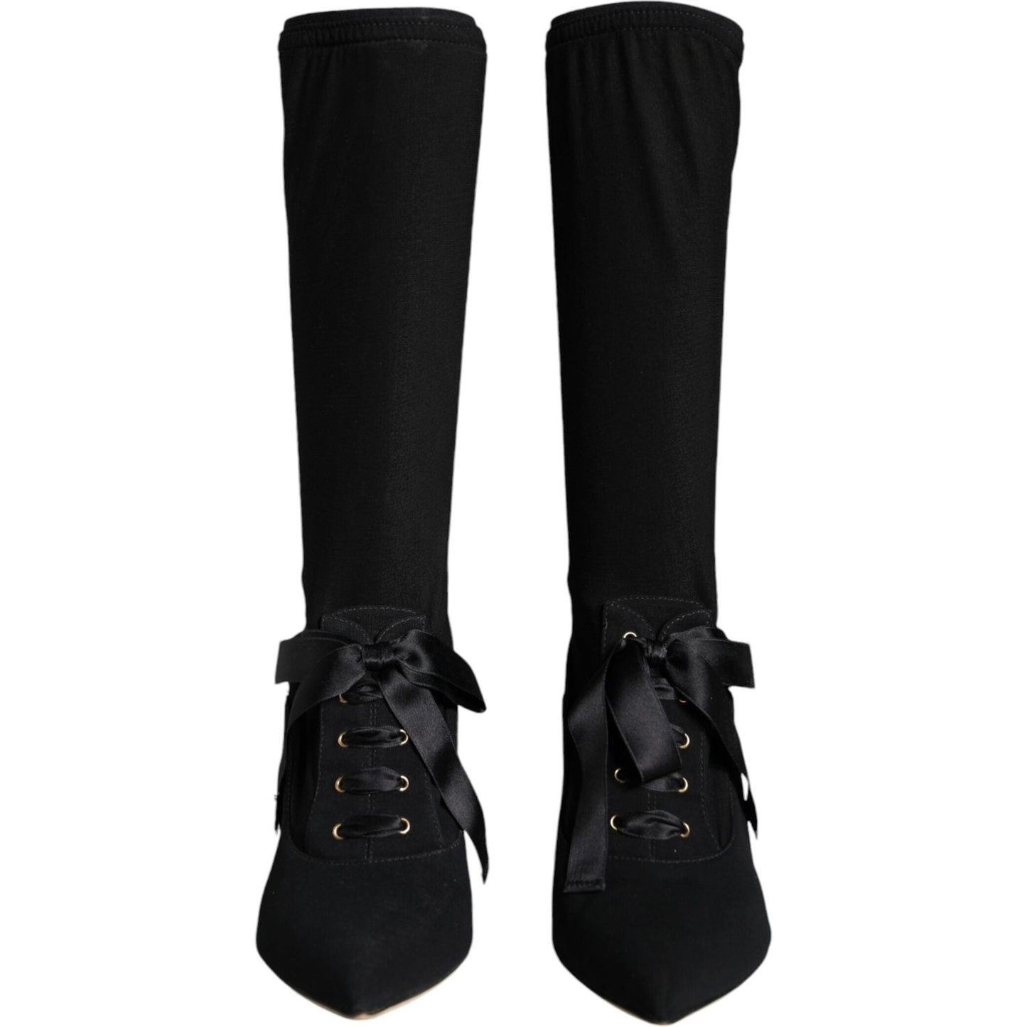 Dolce & Gabbana Black Stiletto Heels Mid Calf Boots Shoes LA12917-37