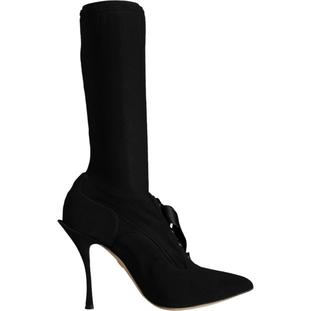 Dolce & Gabbana Black Stiletto Heels Mid Calf Boots Shoes LA12917-37