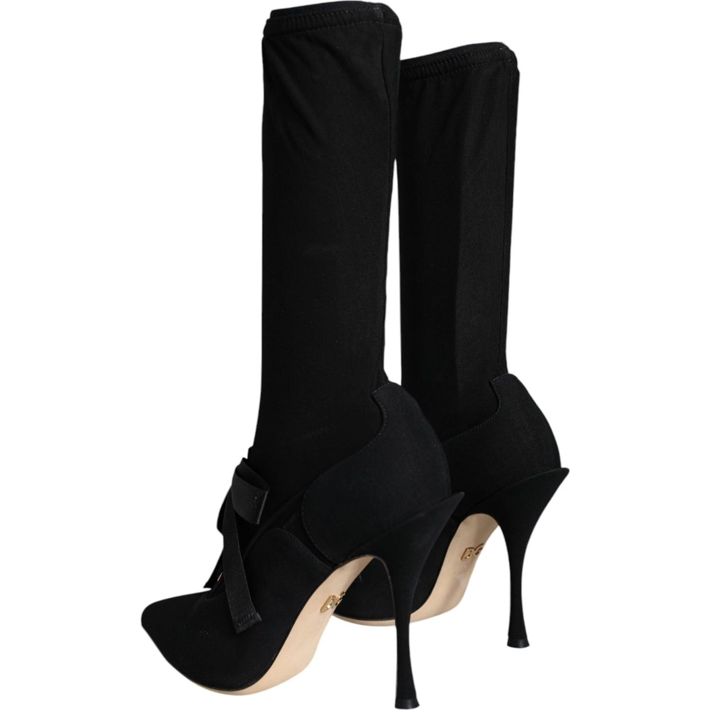 Dolce & Gabbana Black Stiletto Heels Mid Calf Boots Shoes LA12917-37