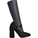 Dolce & Gabbana Black Crystal Mary Janes Booties Shoes LA11476-36
