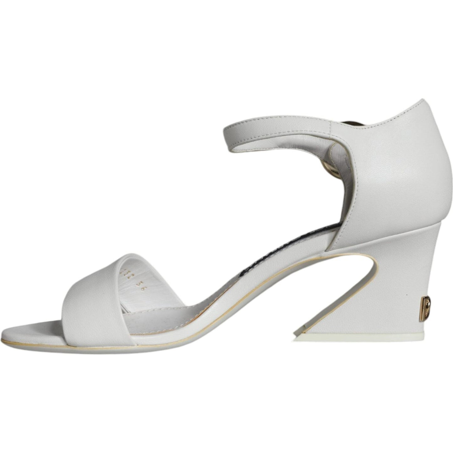 Dolce & Gabbana White Leather Heels Keira Sandals Shoes LA11475-36
