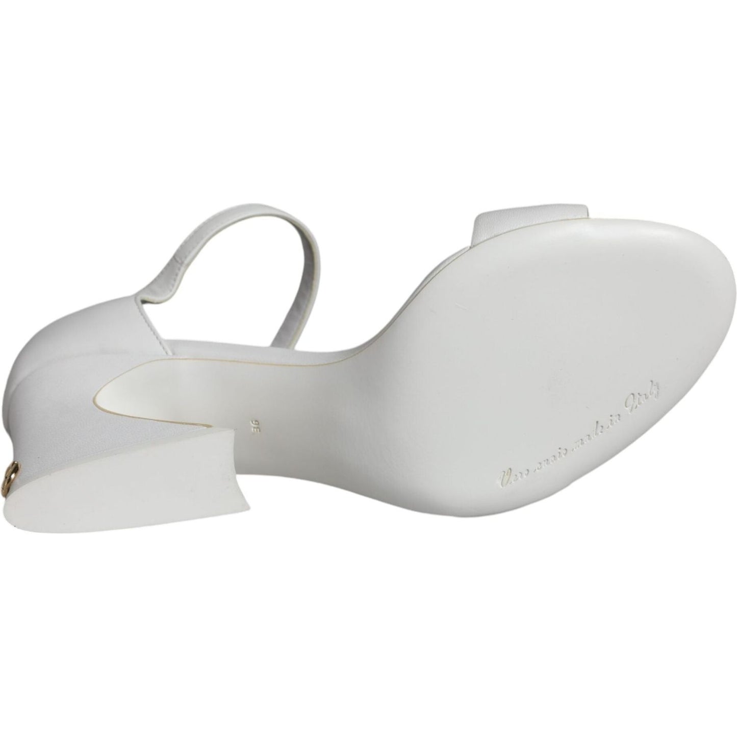 Dolce & Gabbana White Leather Heels Keira Sandals Shoes LA11475-36