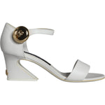 Dolce & Gabbana White Leather Heels Keira Sandals Shoes LA11475-36