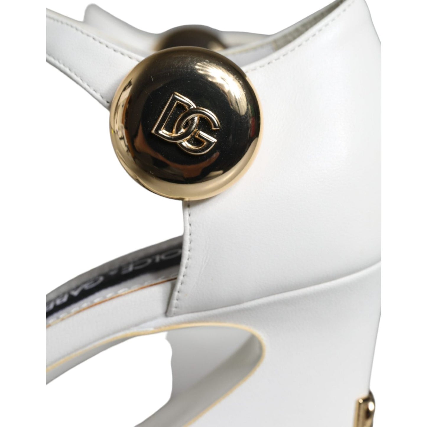 Dolce & Gabbana White Leather Heels Keira Sandals Shoes LA11475-36