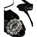 Dolce & Gabbana Black Crystal Ankle Strap Sandals Shoes LA11595-40.5