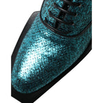 Dolce & Gabbana Blue Leather Derby Block Heels Dress Shoes MV5593-43