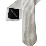 Dolce & Gabbana White Solid 100% Silk Adjustable Tie
