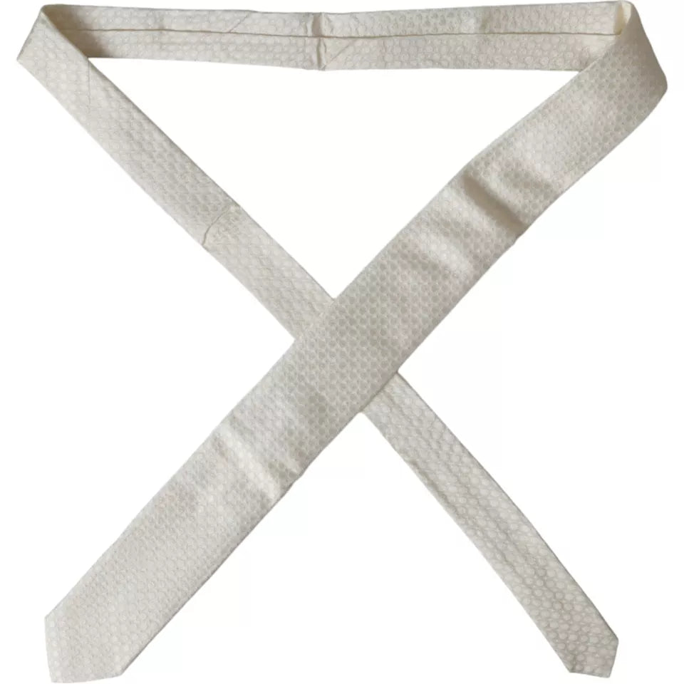 Dolce & Gabbana Off White Silk Adjustable Necktie Men Tie KRA3368