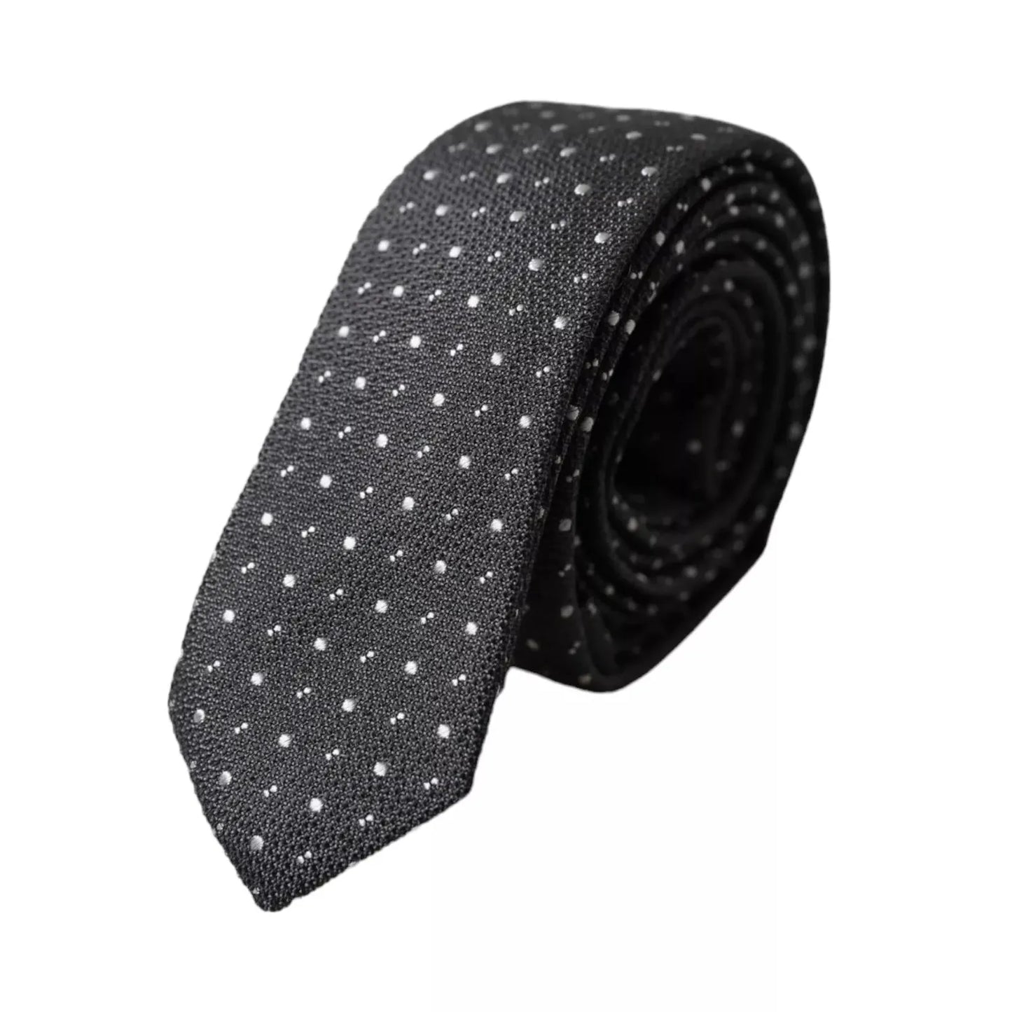 Dolce & Gabbana Black Polka Dot Silk Adjustable Men Tie KRA3375