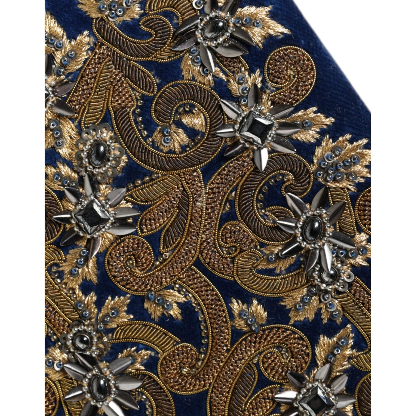 Dolce & Gabbana Blue Velvet Gold Frame Clutch Evening Party Purse Bag BAG1527