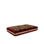 Dolce & Gabbana Red Velvet Gold Frame Clutch Evening Party Purse Bag