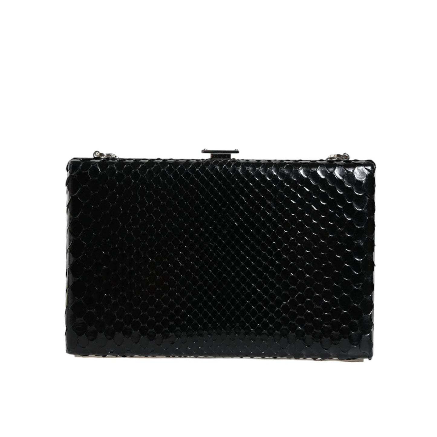 Dolce & Gabbana Black Leather Silver Frame Clutch Mini Crossbody Bag BAG1533