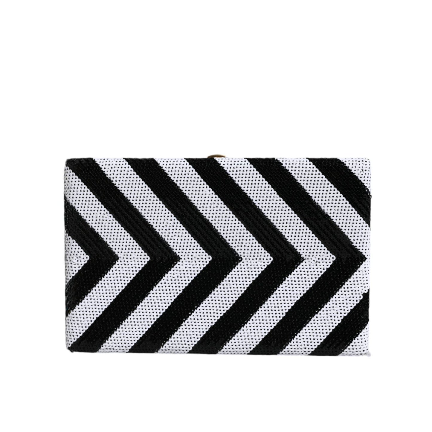 Dolce & Gabbana Black White Gold Frame Clutch Evening Party Purse Bag BAG1544