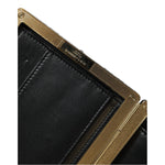 Dolce & Gabbana Black White Gold Frame Clutch Evening Party Purse Bag BAG1544