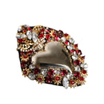 Dolce & Gabbana Gold Tone Brass Sacred Heart Crystal Embellished Brooch SMY10371