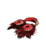 Dolce & Gabbana Red Gold Crystal Fur Headset Audio AUX Headphones SMY10426