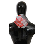 Costume National Gray Red 100% Silk Branded Scarf MS1555