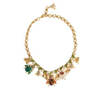 Dolce & Gabbana Gold Brass Crystal Bug Charm Pendant Statement Necklace SMY10351
