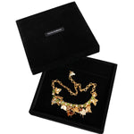 Dolce & Gabbana Gold Brass Crystal Bug Charm Pendant Statement Necklace SMY10351