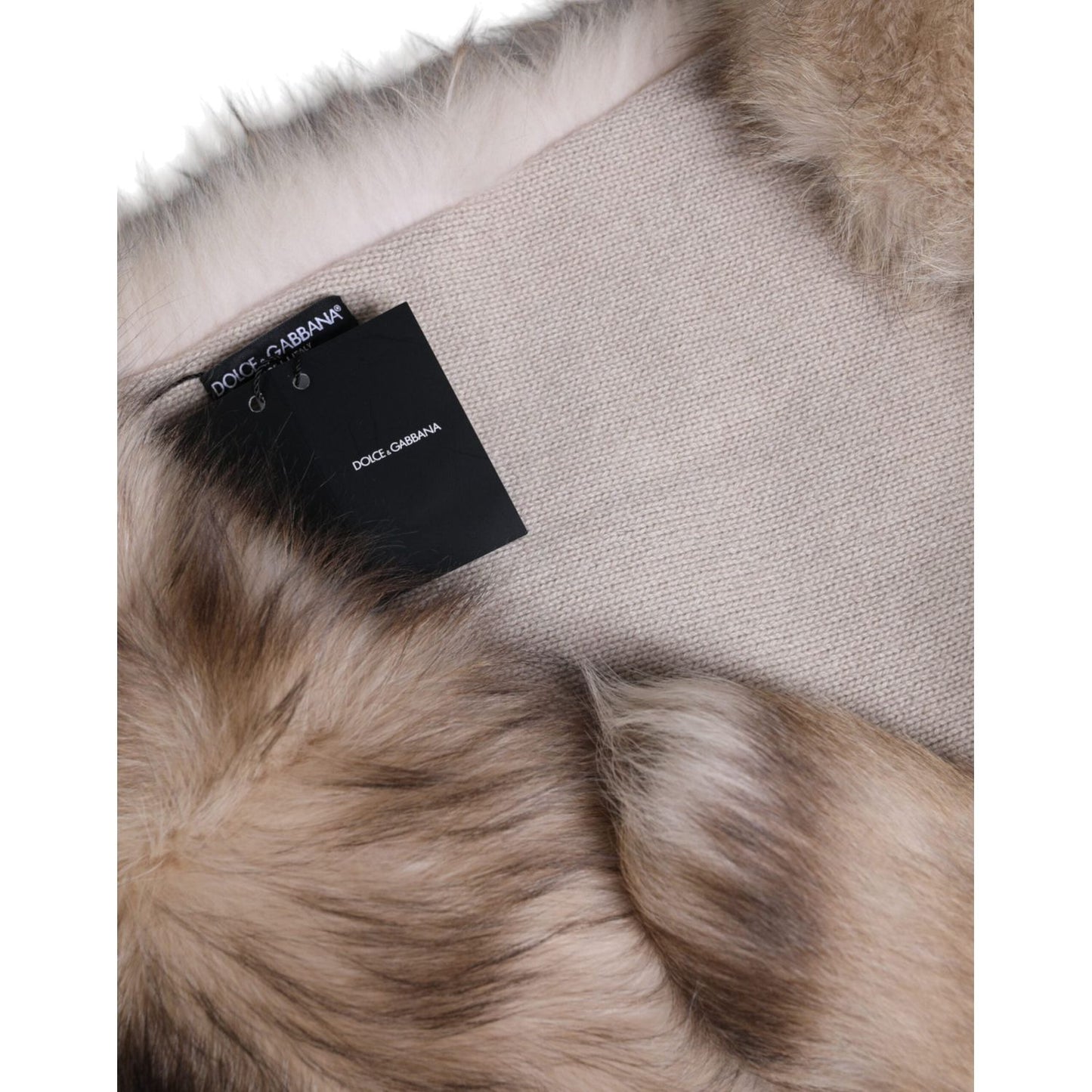 Dolce & Gabbana Brown Frost Fox Fur Neck Warmer Winter Scarf MS7128