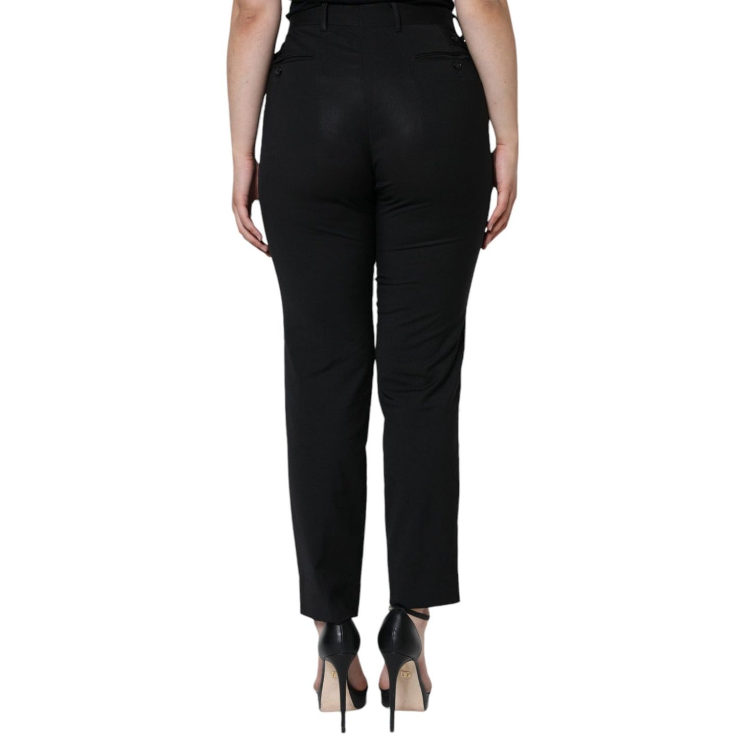 Dolce & Gabbana Black Polyester High Waist Tapered Pants PAN71278-48