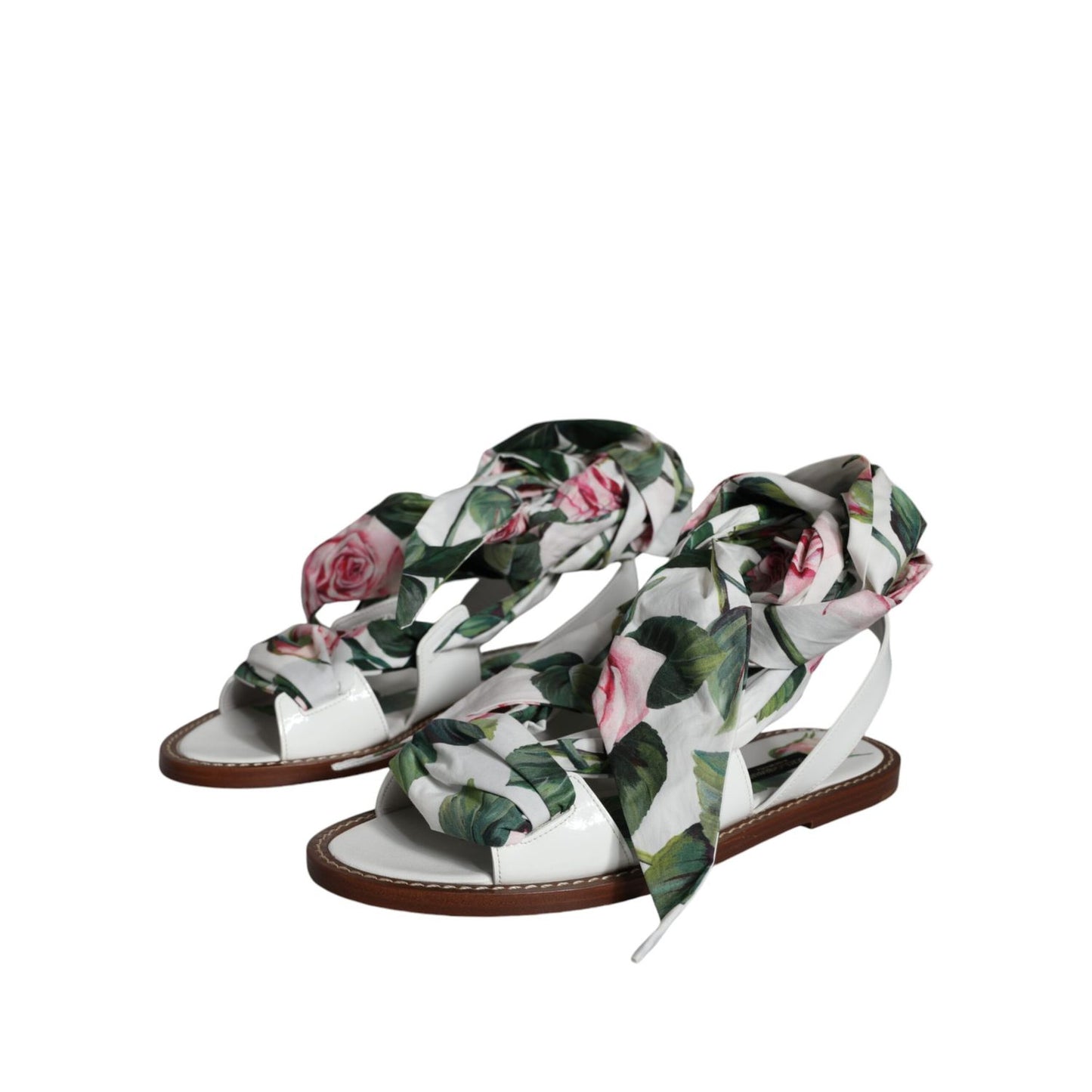 Dolce & Gabbana Multicolor Floral Print Ankle Wrap Sandals Shoes
