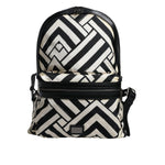 Dolce & Gabbana Black White Nylon Leather Travel Back Pack Bag BAG4116