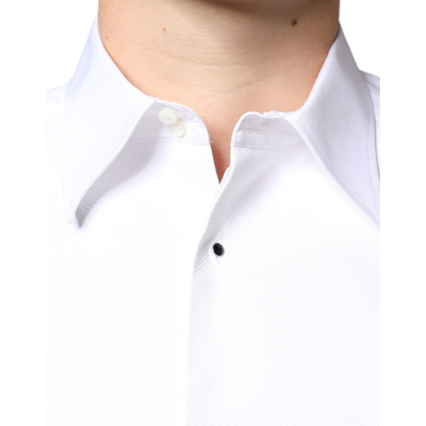 Dolce & Gabbana White Bib Cotton Poplin Formal Dress Shirt
