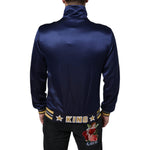 Dolce & Gabbana Blue Heraldic Patch Stripe King Bee Sweater