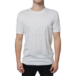 Dolce & Gabbana White Logo Embossed Cotton Crewneck T-shirt TSH86631-52