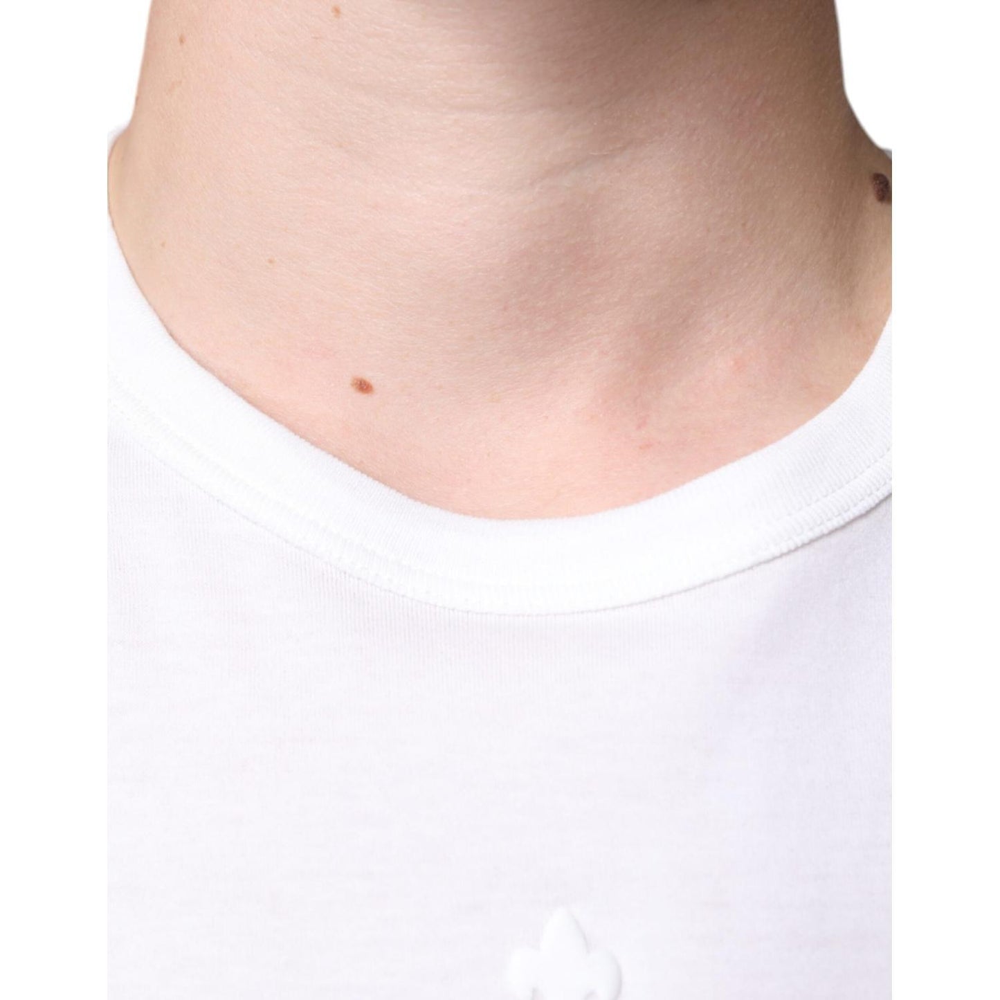 Dolce & Gabbana White Logo Embossed Cotton Crewneck T-shirt TSH86631-52