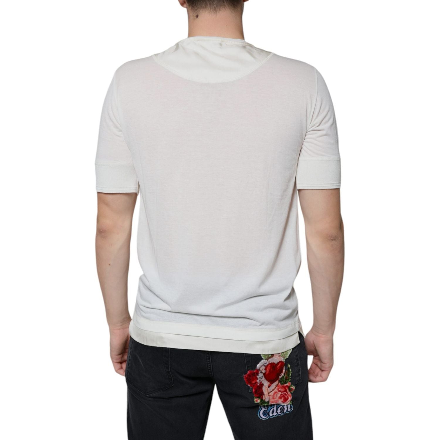 Dolce & Gabbana Off White Cotton Short Sleeves T-shirt