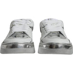 Dolce & Gabbana White Silver Leather Low Top Sneakers Shoes LA11969-39