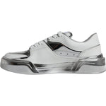 Dolce & Gabbana White Silver Leather Low Top Sneakers Shoes LA11969-39