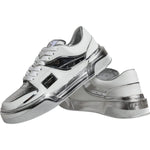 Dolce & Gabbana White Silver Leather Low Top Sneakers Shoes LA11969-39