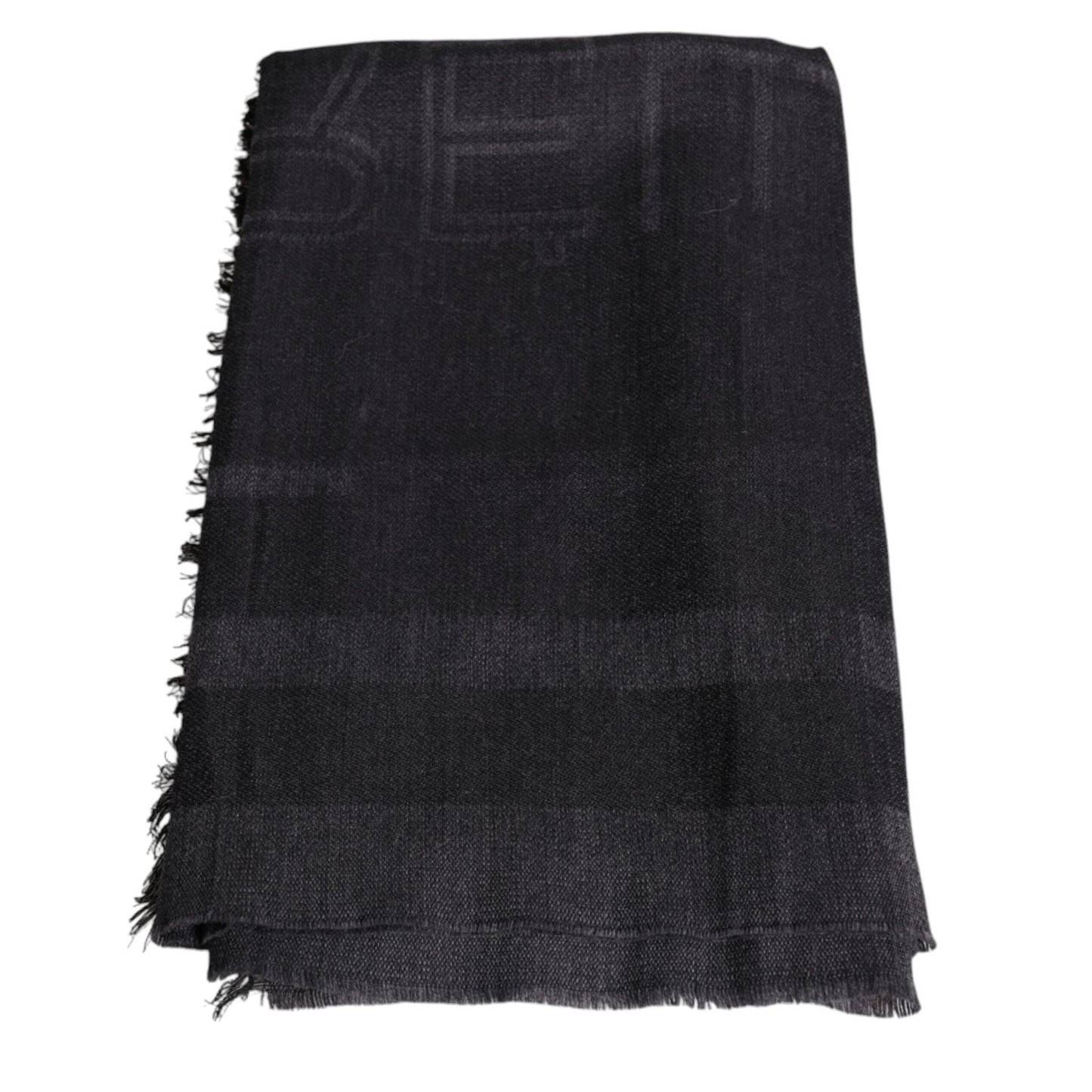 GF Ferre Dark Gray Wool Viscose Foulard Patterned Scarf MS7700