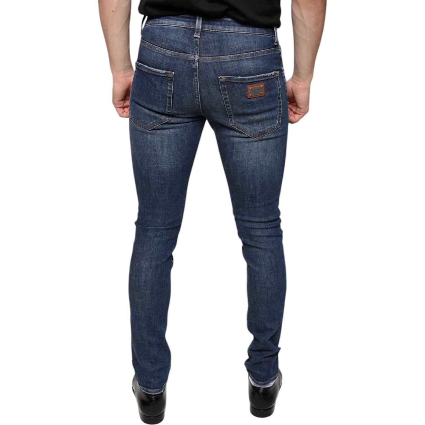 Dolce & Gabbana Dark Blue Washed Cotton Skinny Denim Jeans PAN74886-44