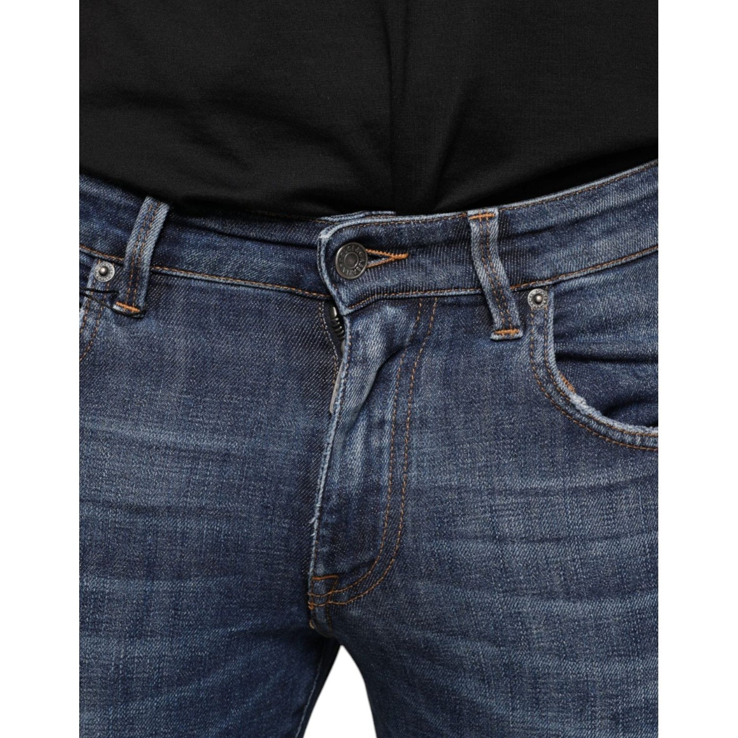 Dolce & Gabbana Dark Blue Washed Cotton Skinny Denim Jeans PAN74886-44