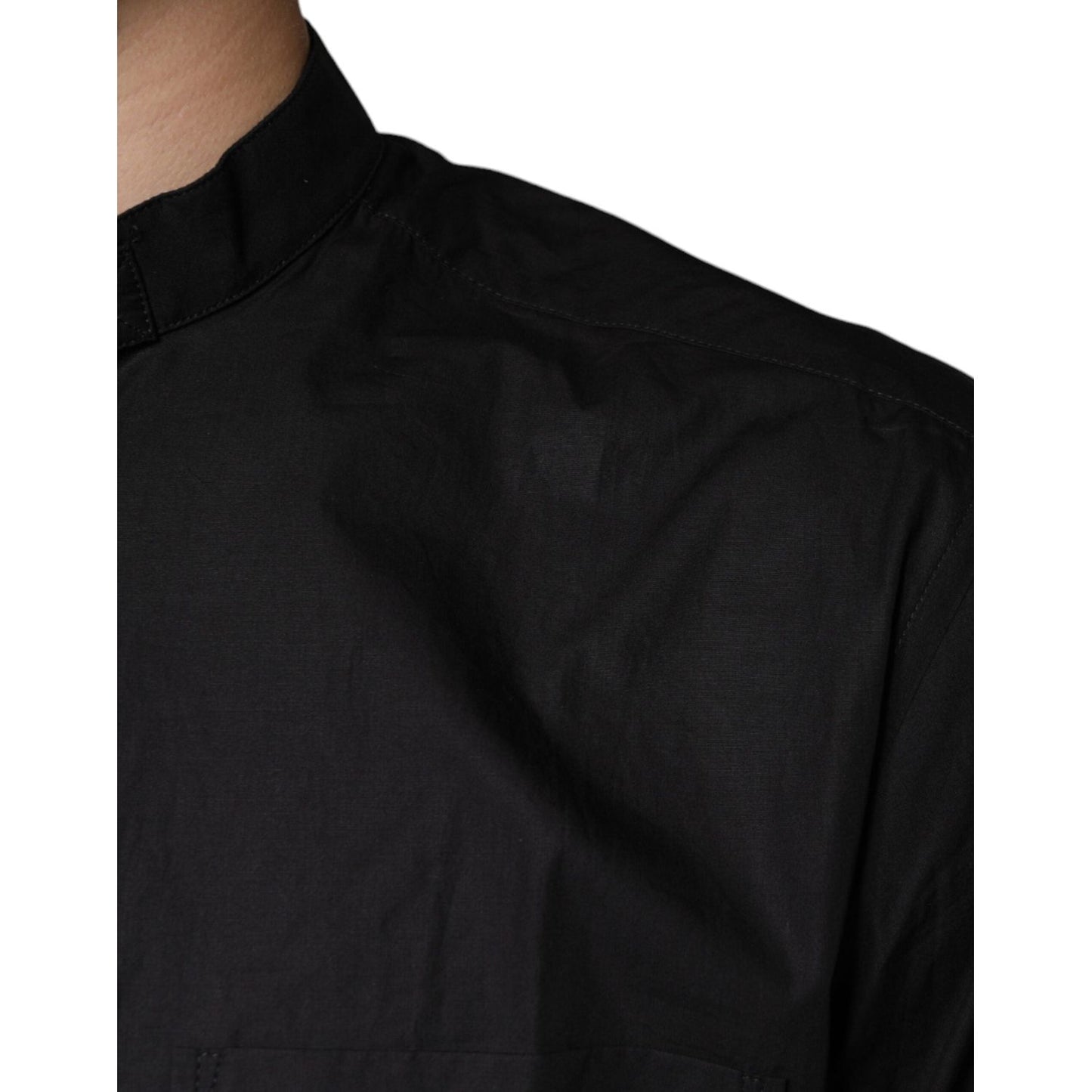 Dolce & Gabbana Black Cotton Button Down Men Casual Shirt TSH84090-38